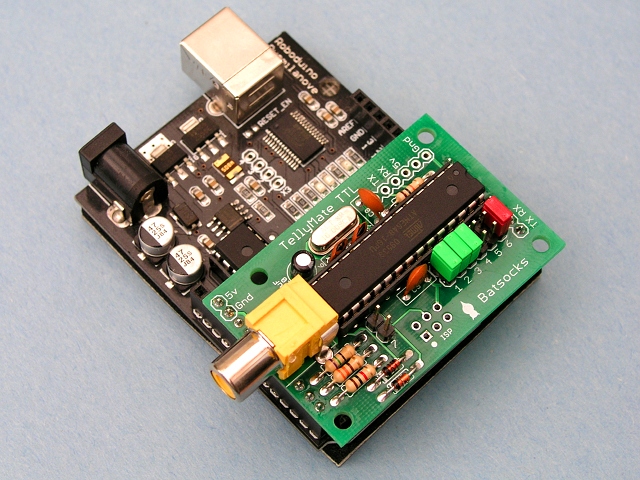 A completed TellyMate TTL Kit sitting on an Arduino