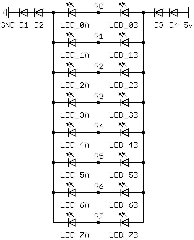 16 LEDs sharing four diodes